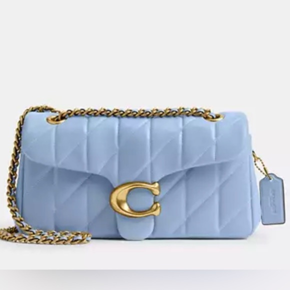 Coach Handbags - Coach Quilted Shoulder Bag in Light Blue with Gold Hardware